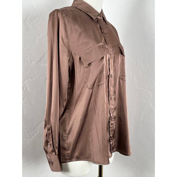 EQUIPMENT Button-up Blouse in Brown Mocha (Womens: Small) - Picture 4 of 12
